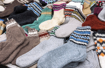 Fototapeta na wymiar Colorful woolen socks