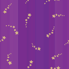 Purple flat striped seamless background with stars