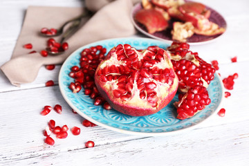 Beautiful composition with juicy  pomegranate seeds,