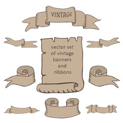 set of vintage ribbons and banners