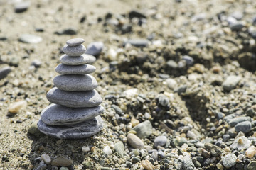 Fototapeta na wymiar Stacked sea stones