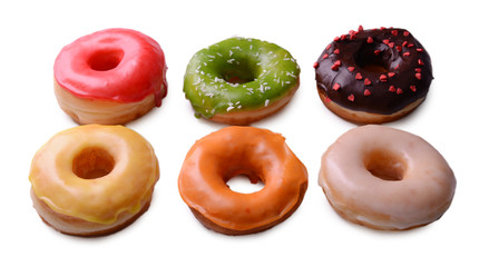 Delicious donuts with glaze isolated on white