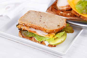 Turkey, cheddar, and green apple sandwich