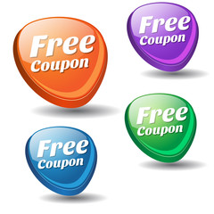 Free Coupon Colorful Vector Icon Design