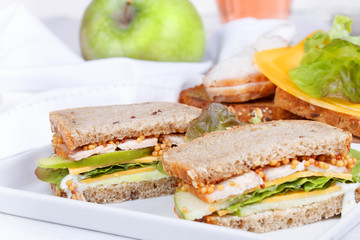 Turkey, cheddar, and green apple sandwich