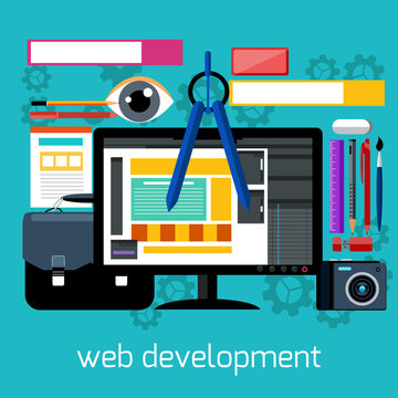 Web design and development flat concept