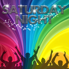 Saturday Night poster rainbow - obrazy, fototapety, plakaty