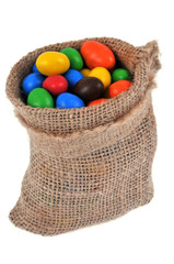 Sac en toile de cacahuètes enrobées de chocolat