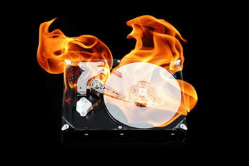Opened external hard drive on fire. Hard disk failure. Data loss