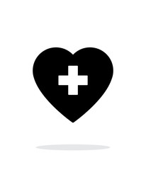 Heart with medical cross icon on white background.