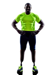 handicapped man joggers with legs prosthesis silhouette