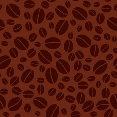 dark seamless pattern with coffee beans - vector