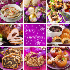 collage with traditional christmas food