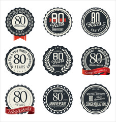 Fototapeta na wymiar Anniversary retro badges and labels collection