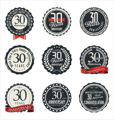 Anniversary retro badges and labels collection