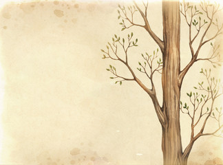 Background with drawing of tree