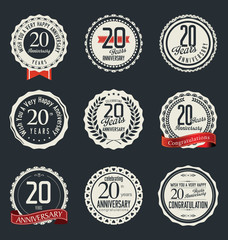 Anniversary retro badges and labels collection