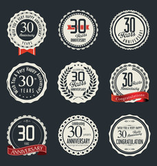 Anniversary retro badges and labels collection