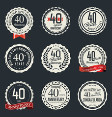 Anniversary retro badges and labels collection