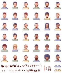 Vector men faces icon set
