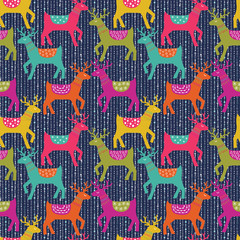 Christmas seamless pattern with deers