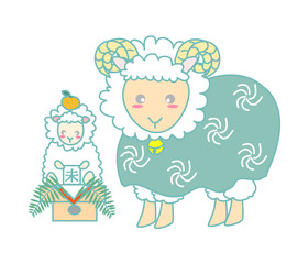 羊のお獅子と鏡餅