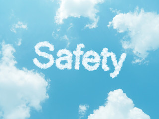 cloud words with design on blue sky background