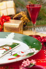 Christmas and New Year Eve plate with Santa Claus