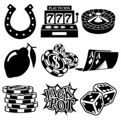 Vector black casino icons set