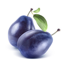 Two plums composition isolated on white background © yggdrasil