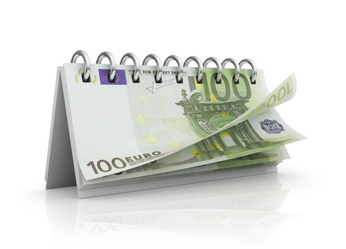 Calendar with euro bills.