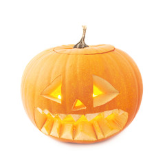 Jack-o'-lanterns orange pumpkin head isolated
