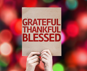Grateful Thankful Blessed card with colorful background - obrazy, fototapety, plakaty