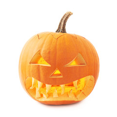 Jack-o'-lanterns orange pumpkin head isolated