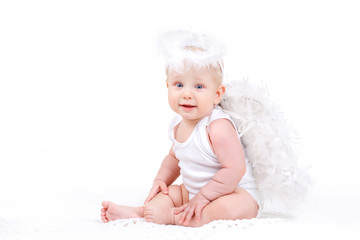 Small angel with the wings isolated on the white.