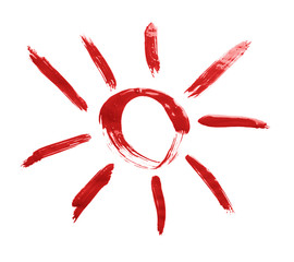 Sun drawn with the oil paint