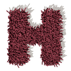 H lettera tappeto microfibra 3d, isolata su sfondo bianco