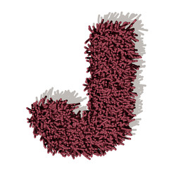 J lettera tappeto microfibra 3d, isolata su sfondo bianco