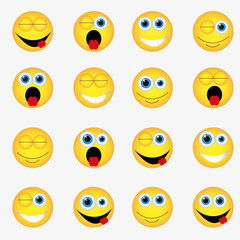 Fototapeta premium Vector illustration depicting various emotions and smiles