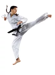 Photo sur Plexiglas Arts martiaux Combattant de karaté professionnel isolé sur blanc