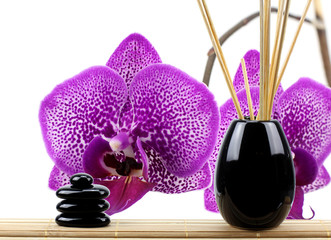 Subtle spa wellness background with orchid flowers!
