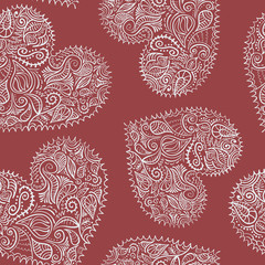 Lace hearts seamless vector pattern, added to swatches
