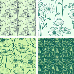 set of 4 seamless floral backgrounds