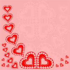 Valentine day red hearts red background vector