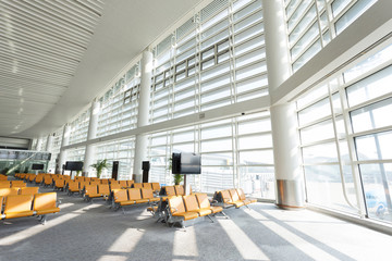 modern airport waiting hall interior