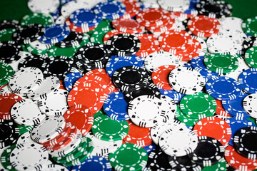close up of casino chips background