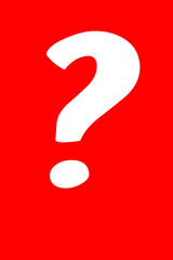 Abstract: big interrogative mark isolated on red background
