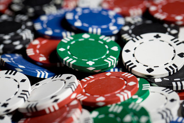 close up of casino chips background