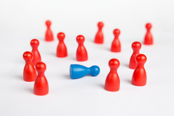 Business defeat or crime scene concept with game pieces