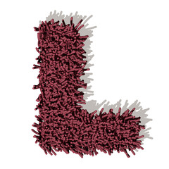 L lettera tappeto microfibra 3d, isolata su sfondo bianco